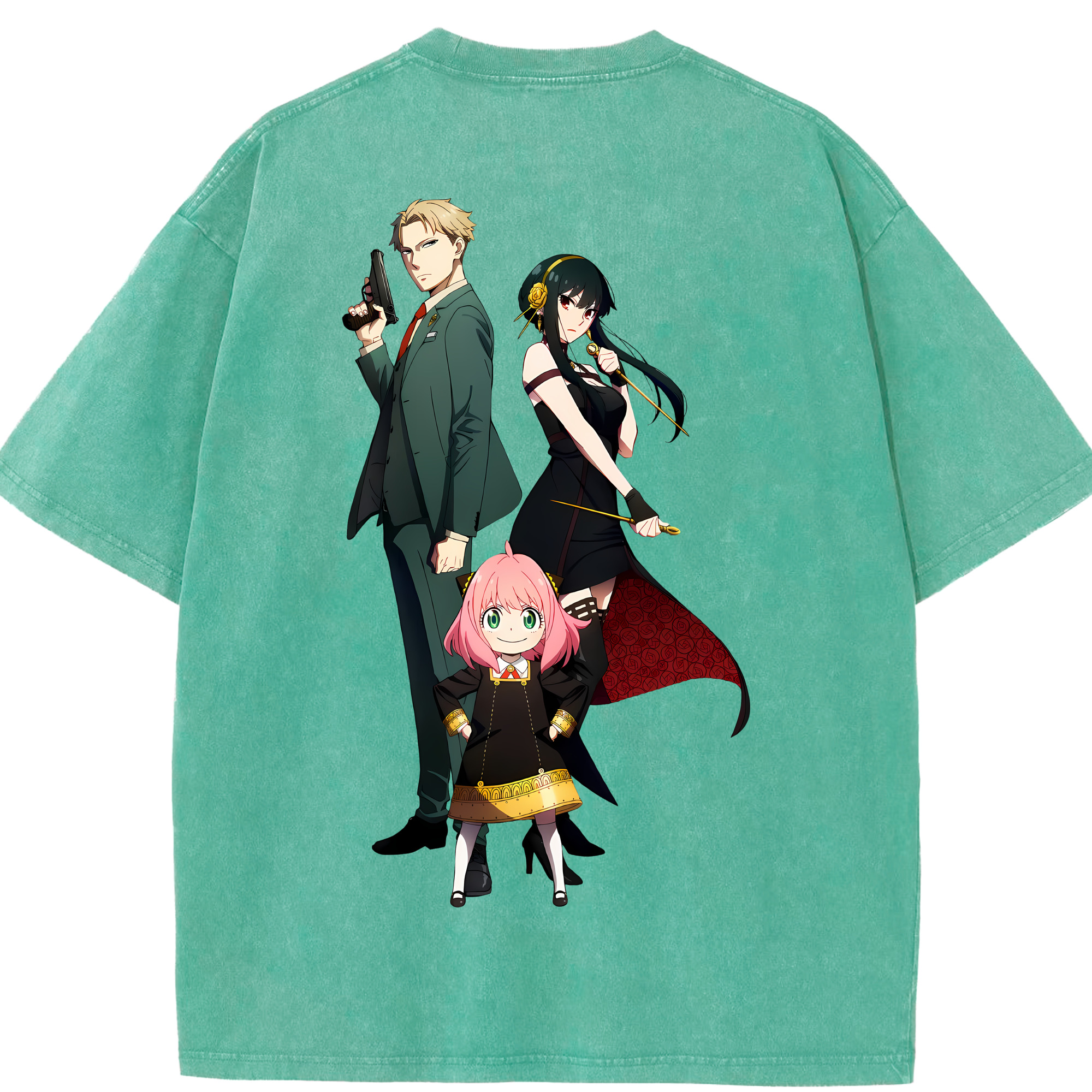 （画像用） SPY×FAMILY间谍家家酒 綿100% ヴィンテージ風 半袖Tシャツ（背面プリント）